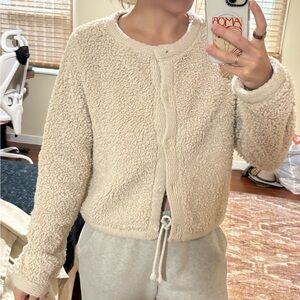 Furry cardigan sweater in cream